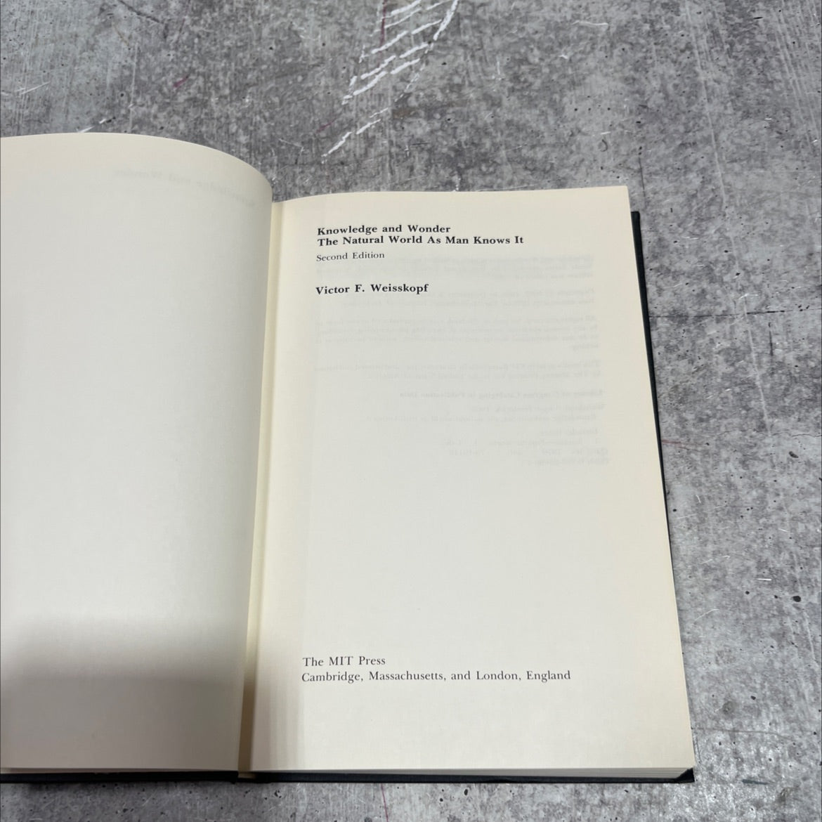 knowledge and wonder the natural world as man knows it book, by Victor F. Weisskopf, 1979 Hardcover image 2