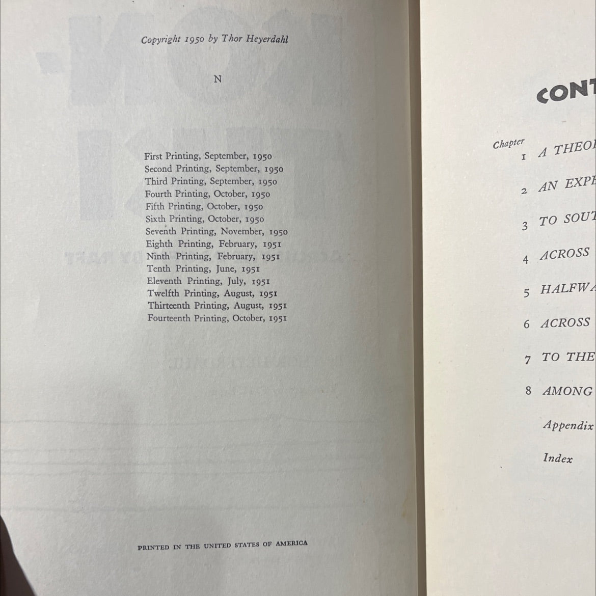 kon-tiki across the pacific by raft book, by thor heyerdahl, 1951 Hardcover image 3
