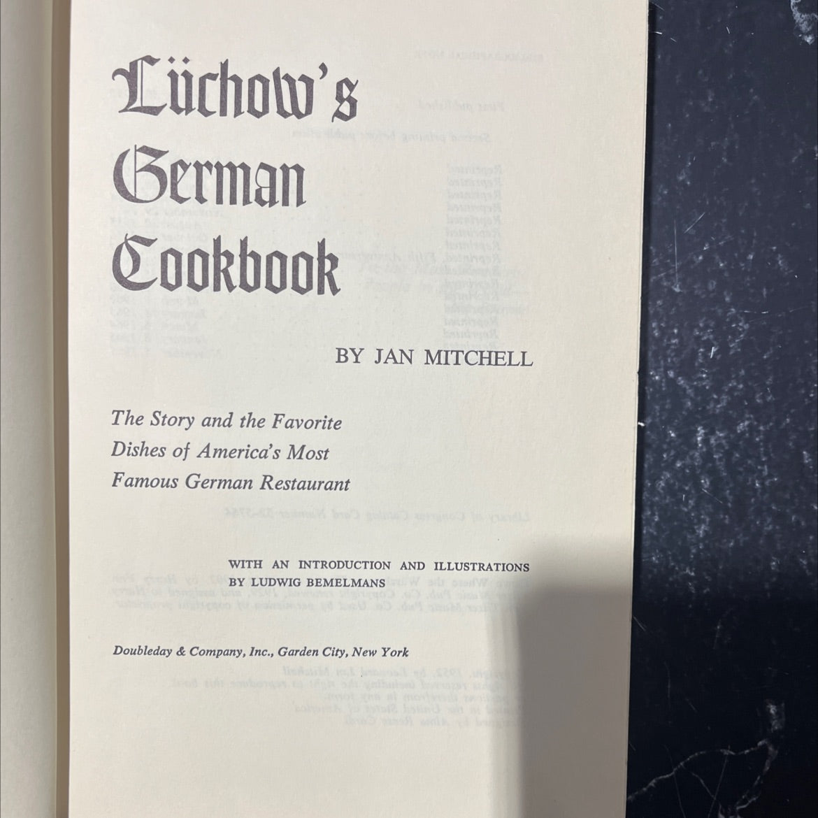 lüchow's german cookbook book, by jan mitchell, 1970 Hardcover image 2
