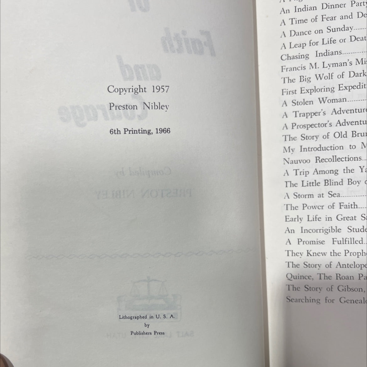 l.d.s. stories faith of and courage book, by preston nibley, 1966 Hardcover image 3