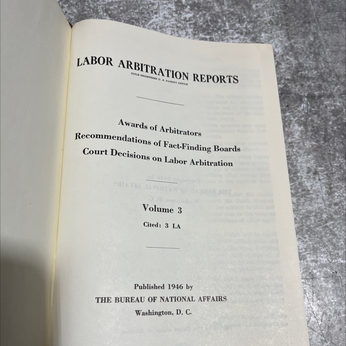 labor arbitration reports volume 3 book, by unknown, 1946 Hardcover image 2