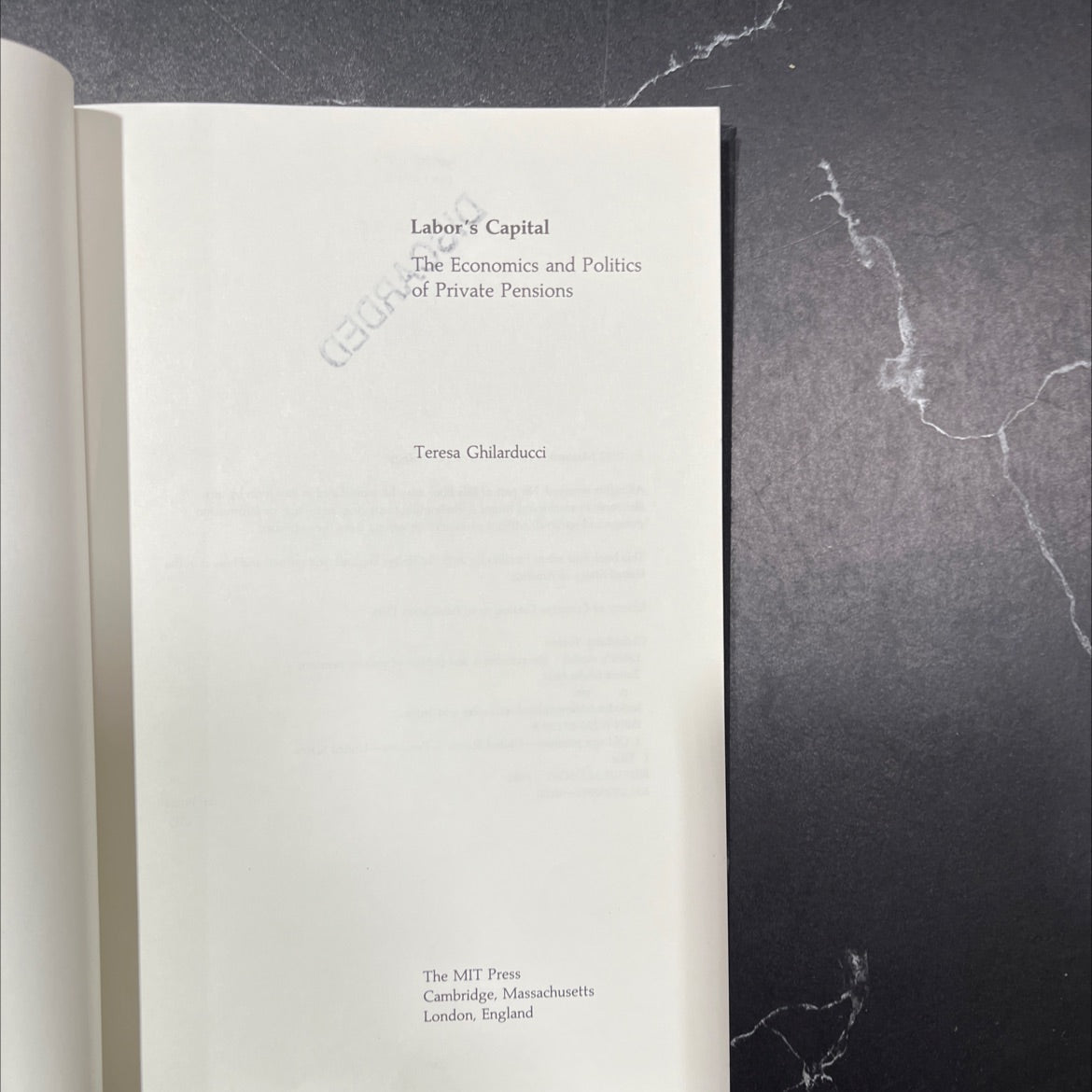 labor's capital: the economics and politics of private pensions book, by teresa ghilarducci, 1992 Hardcover image 2