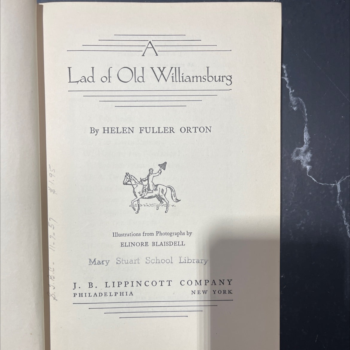 lad of old williamsburg book, by helen fuller orton, 1938 Hardcover image 2