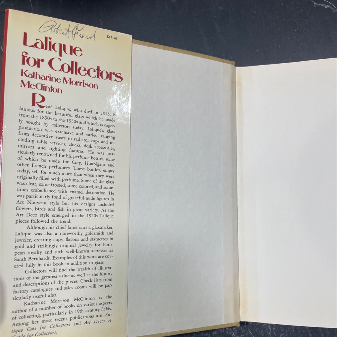 lalique for collectors book, by Katharine Morrison McClinton, 1975 Hardcover image 4