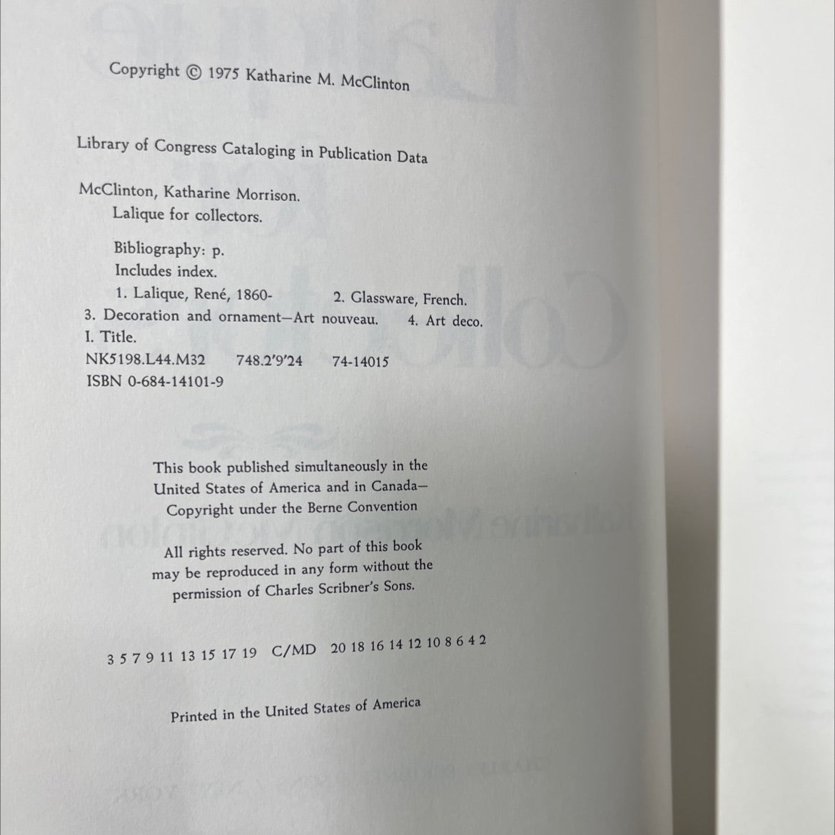 lalique for collectors book, by Katharine Morrison McClinton, 1975 Hardcover image 3