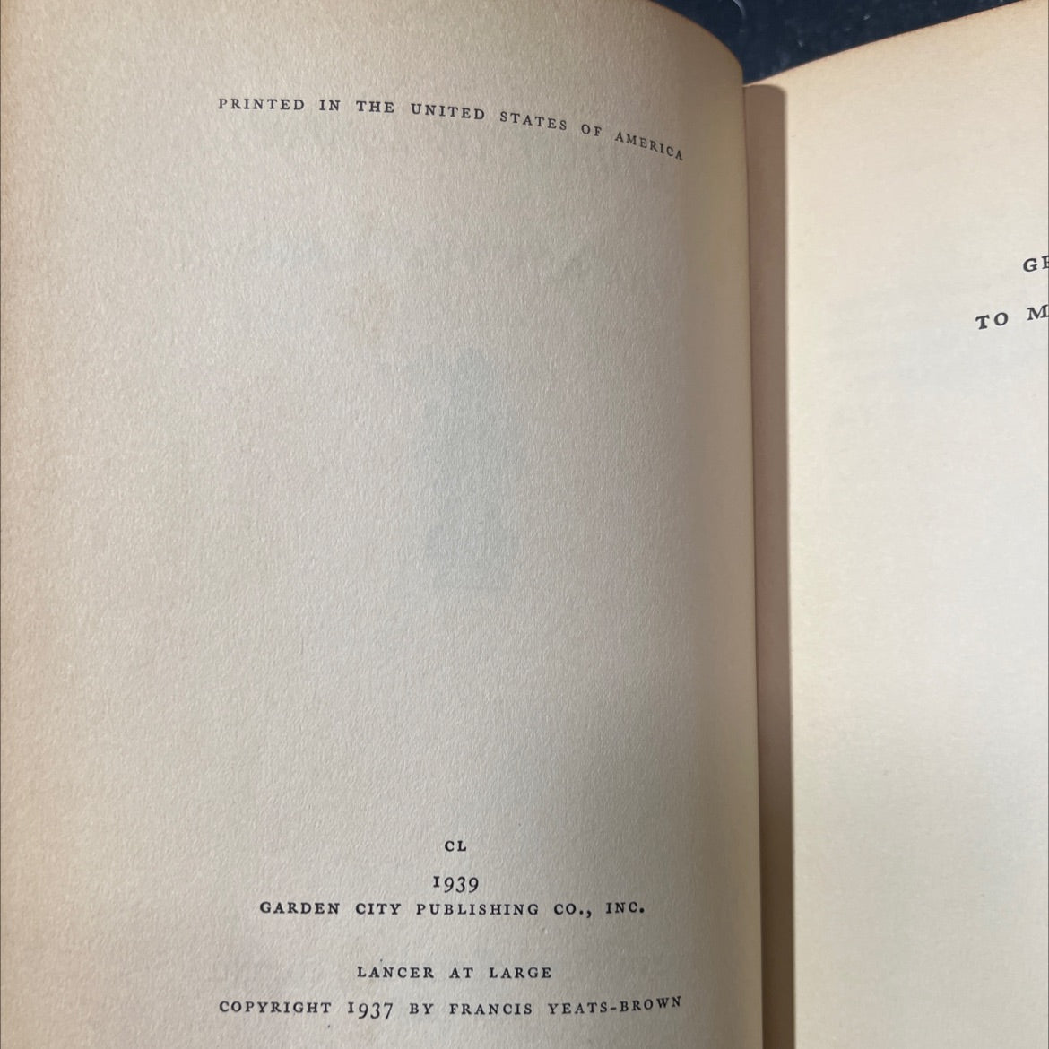 lancer at large book, by francis yeats-brown, 1939 Hardcover image 3