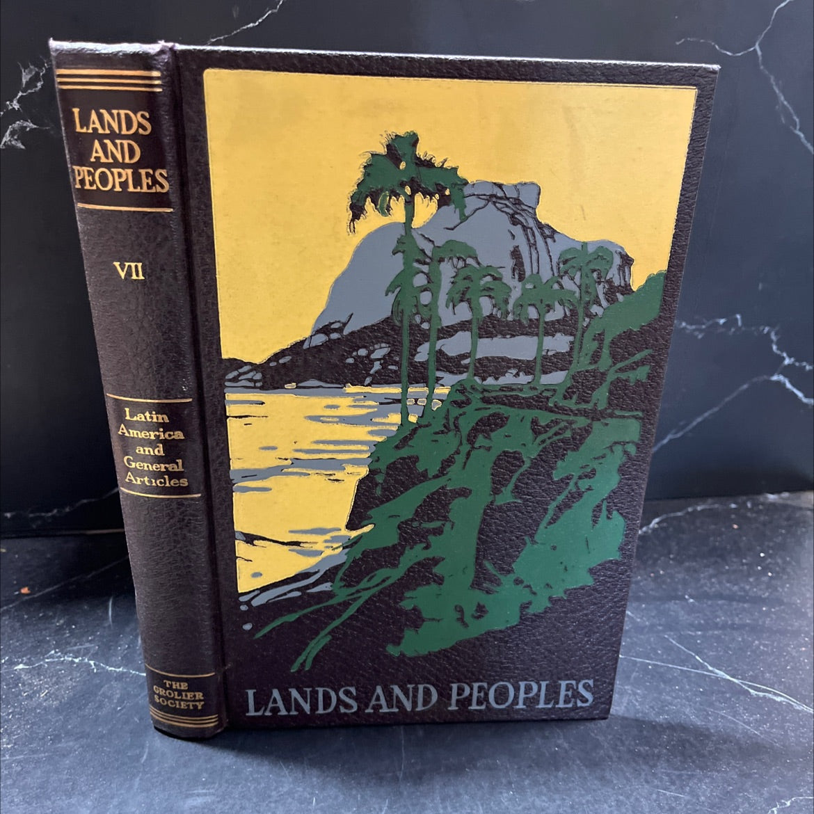 lands and peoples the world in color new york volume vii book, by the grolier society, 1957 Leather image 1