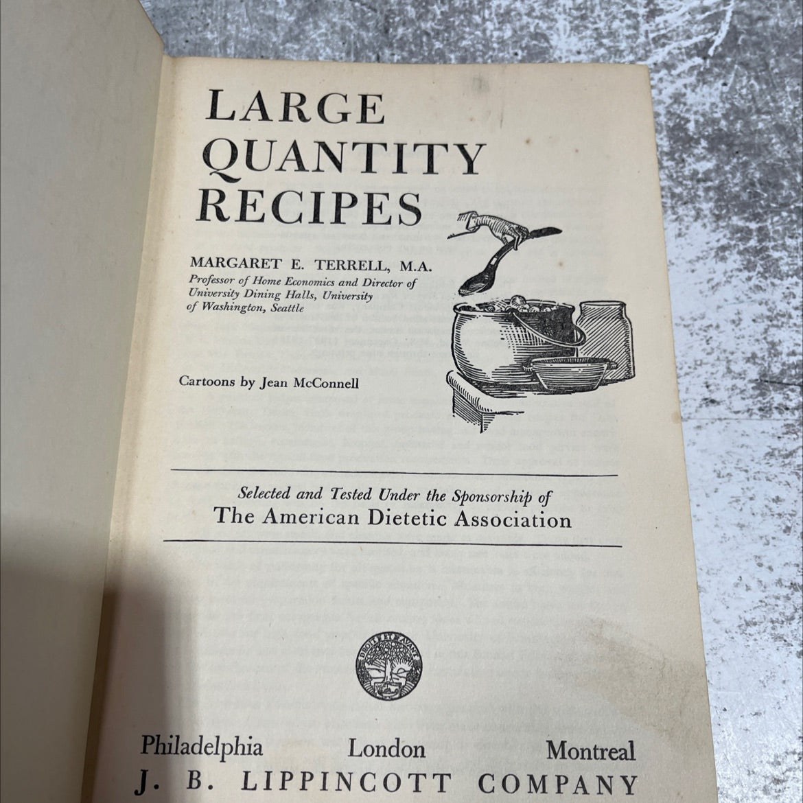 large quantity recipes book, by margaret e. terrell, 1951 Hardcover image 2