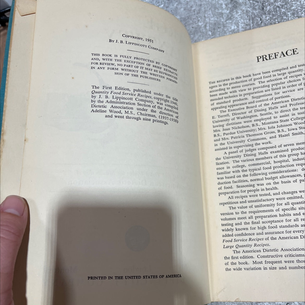 large quantity recipes book, by margaret e. terrell, 1951 Hardcover image 3