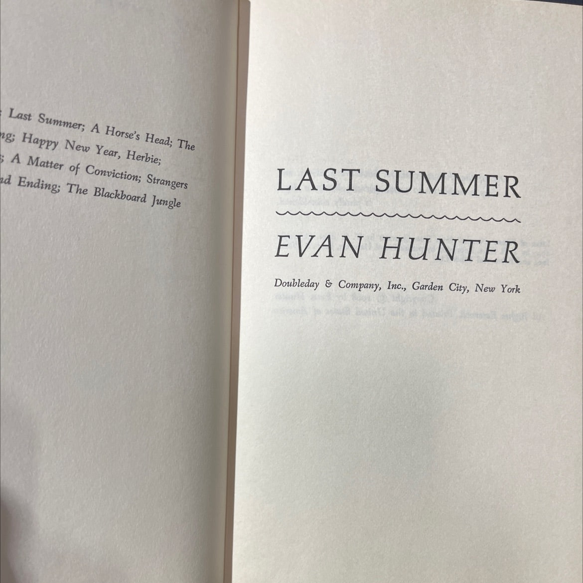 last summer book, by evan hunter, 1968 Hardcover image 2
