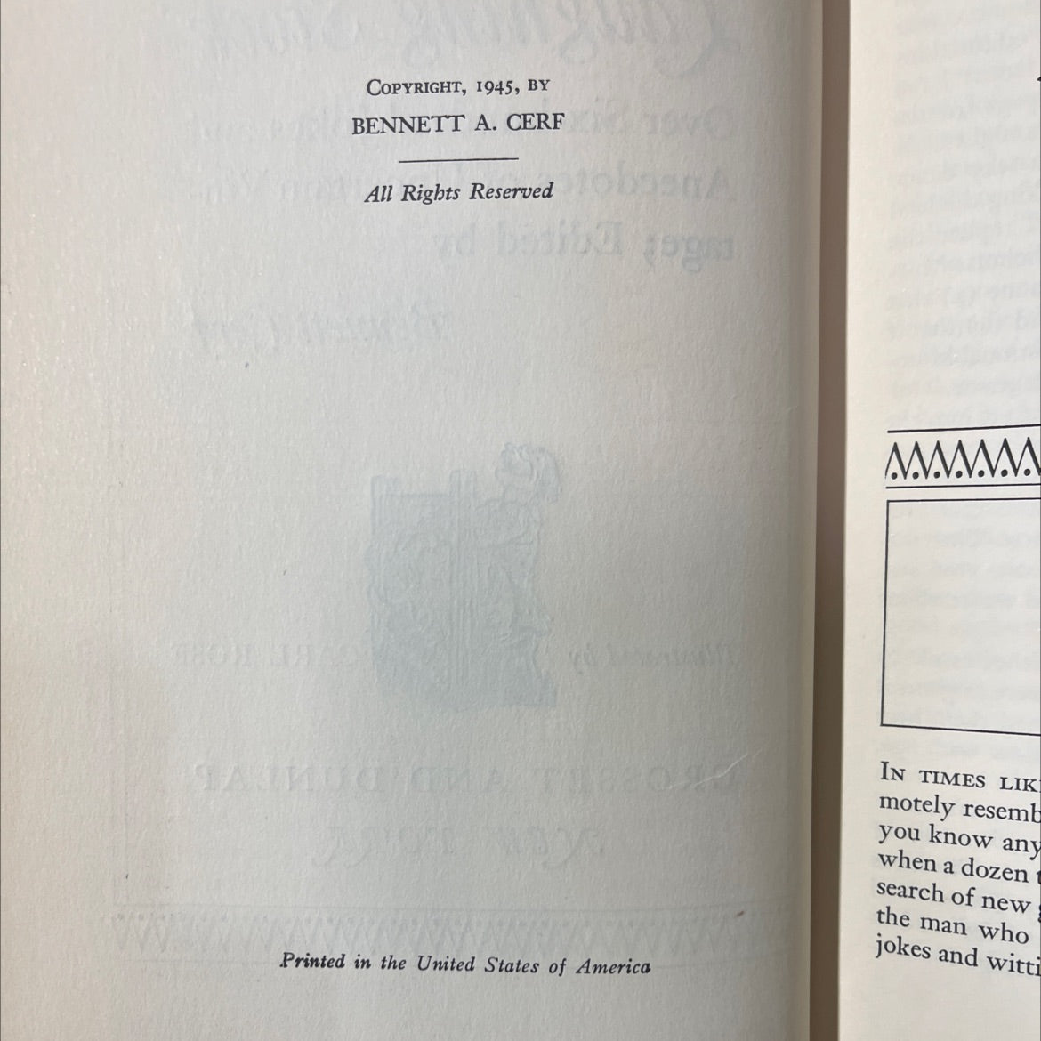 laughing stock over six-hundred jokes and anecdotes of uncertain vintage book, by bennett cerf, 1945 Hardcover image 3