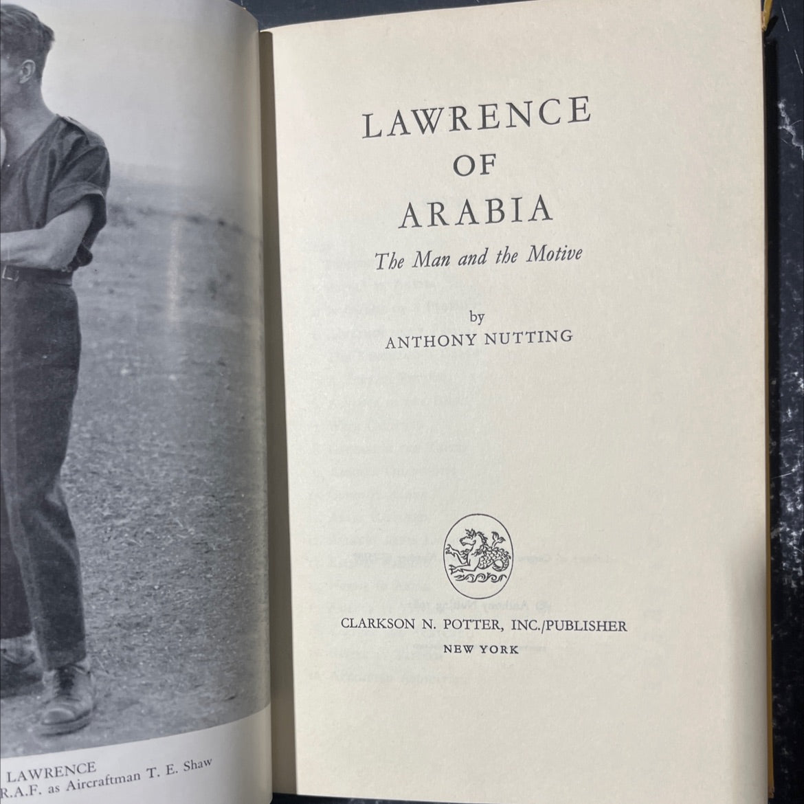 lawrence of arabia the man and the motive book, by anthony nutting, 1961 Hardcover image 2