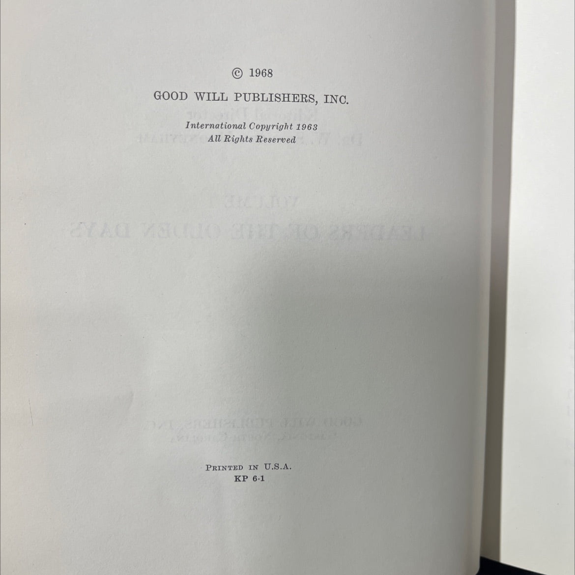 leaders of the olden days book, by unknown, 1968 Leather image 3