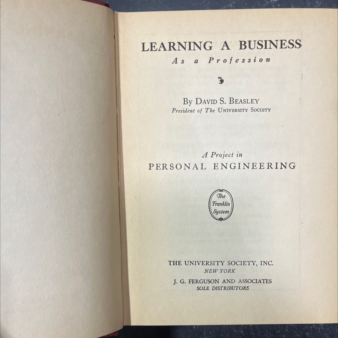 learning a business as a profession book, by david s. beasley, 1936 Hardcover image 2