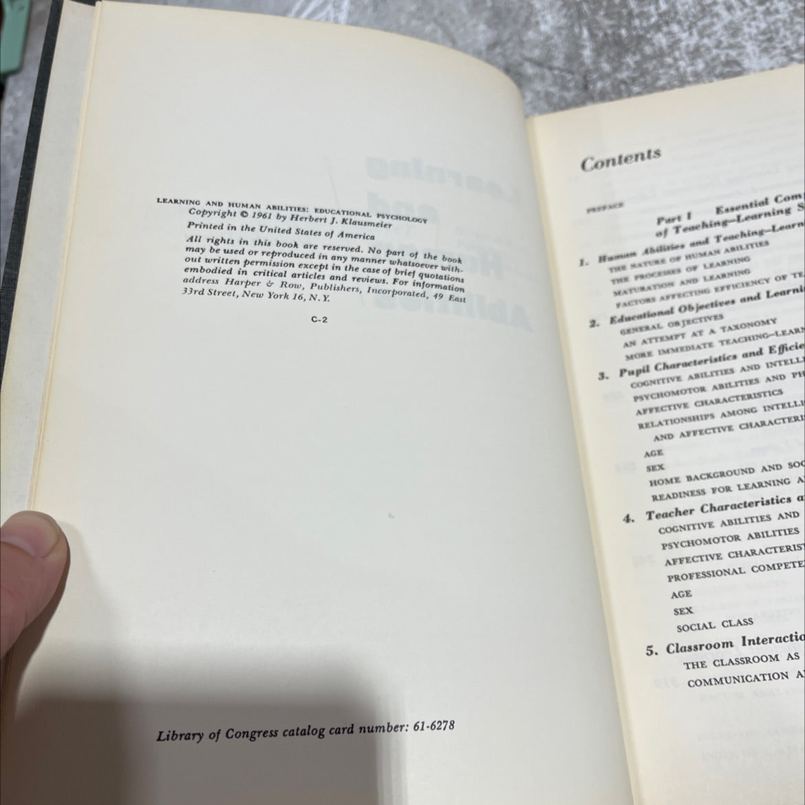 learning and human abilities: educational psychology book, by Herbert J. Klausmeier, 1961 Hardcover image 3