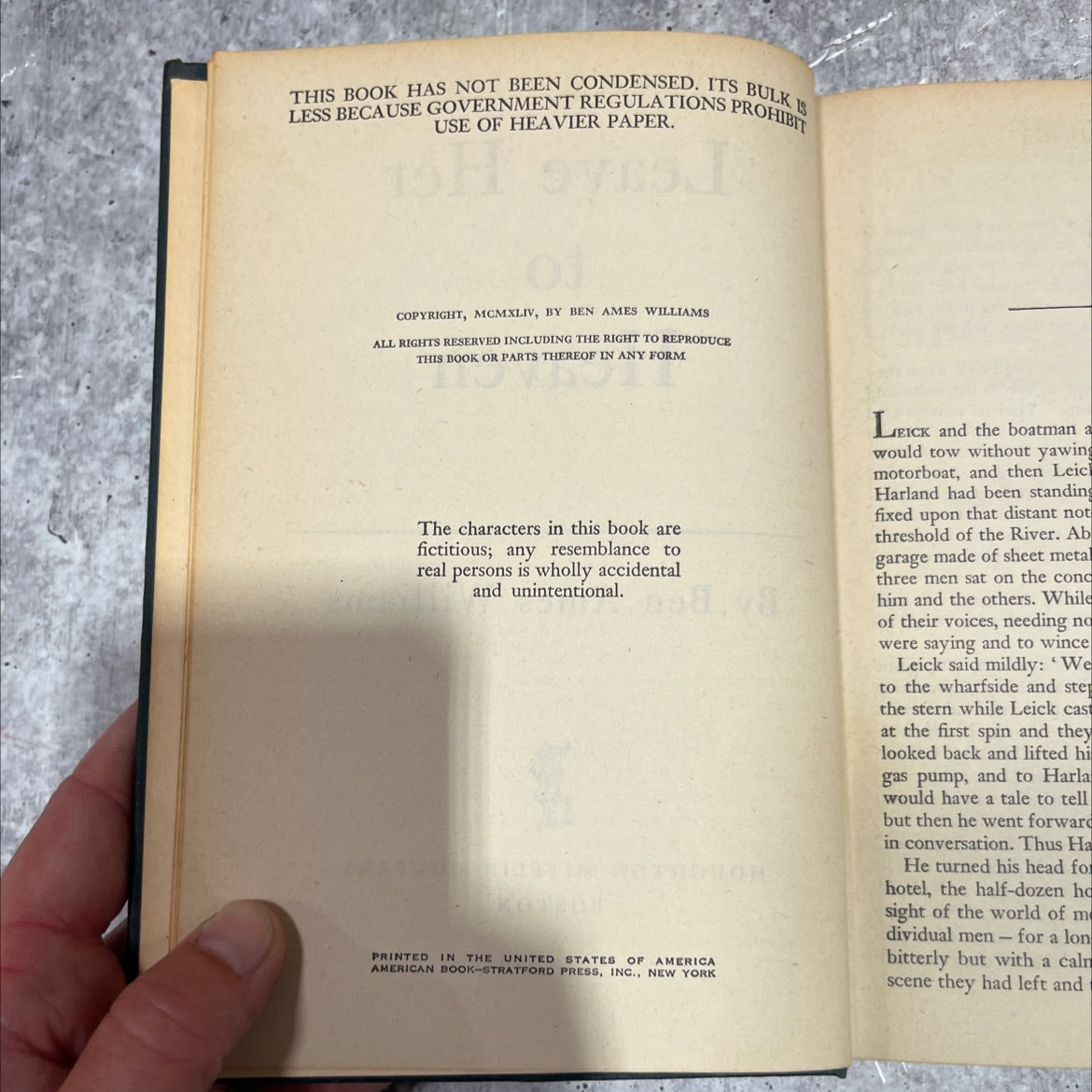 leave her to heaven book, by Ben Ames Williams, 1944 Hardcover image 3