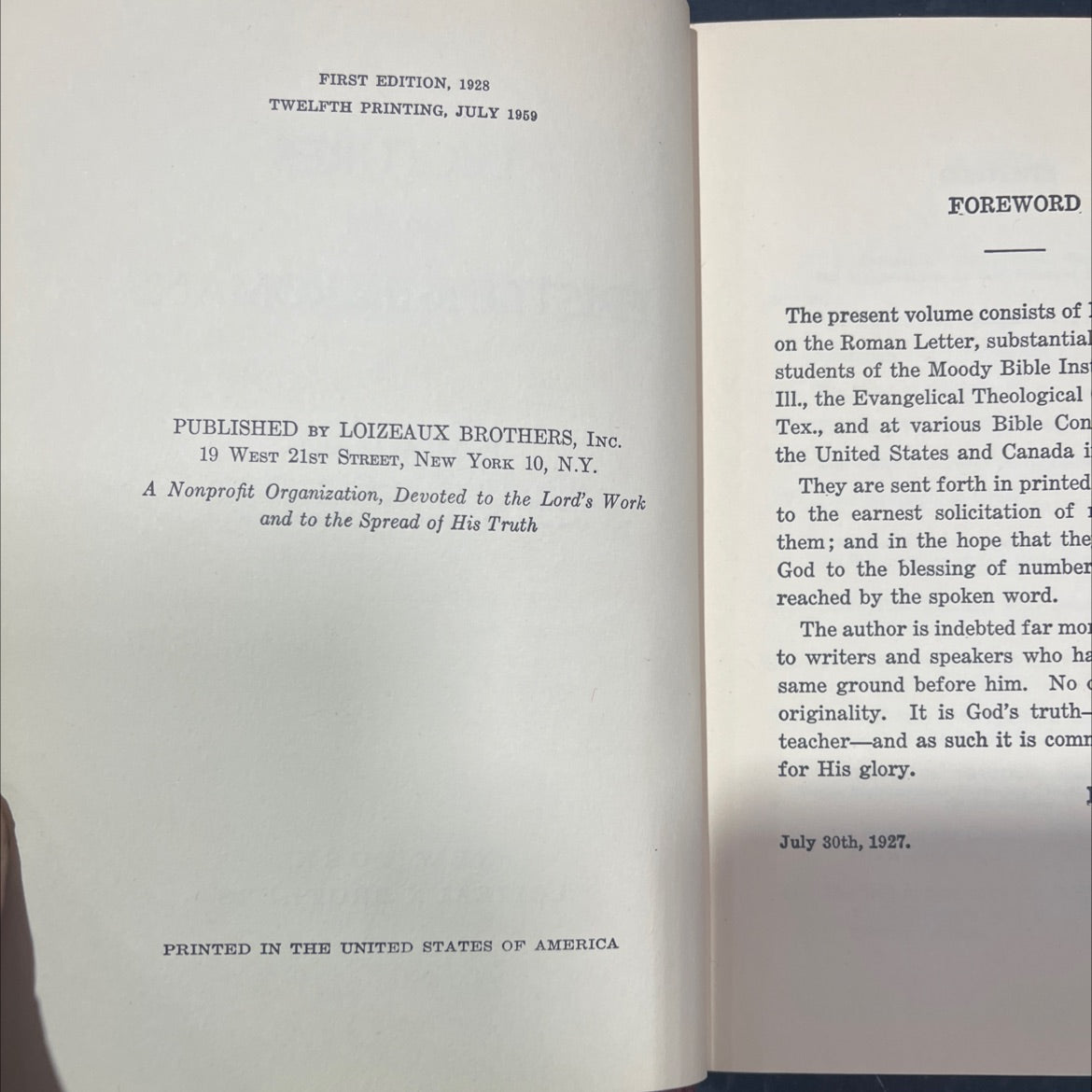 lectures on the epistle to the romans book, by h. a. ironside, 1959 Hardcover image 3