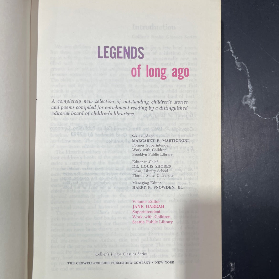 legends of long ago book, by not stated, 1962 Hardcover image 2