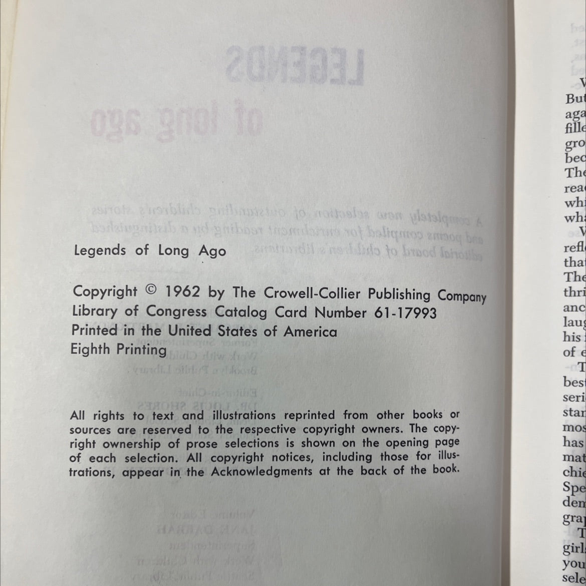 legends of long ago book, by not stated, 1962 Hardcover image 3