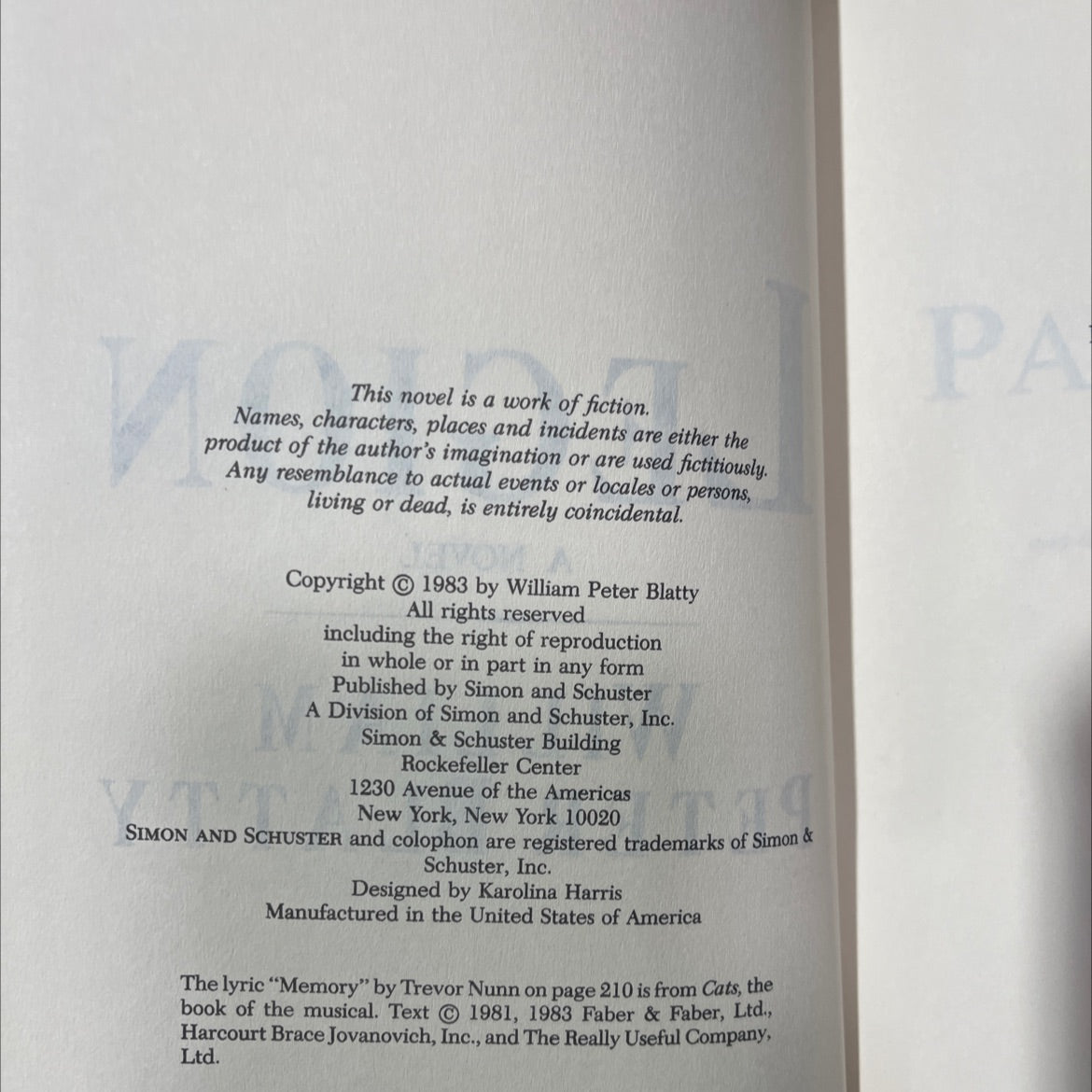 legion book, by william peter blatty, 1983 Hardcover image 3