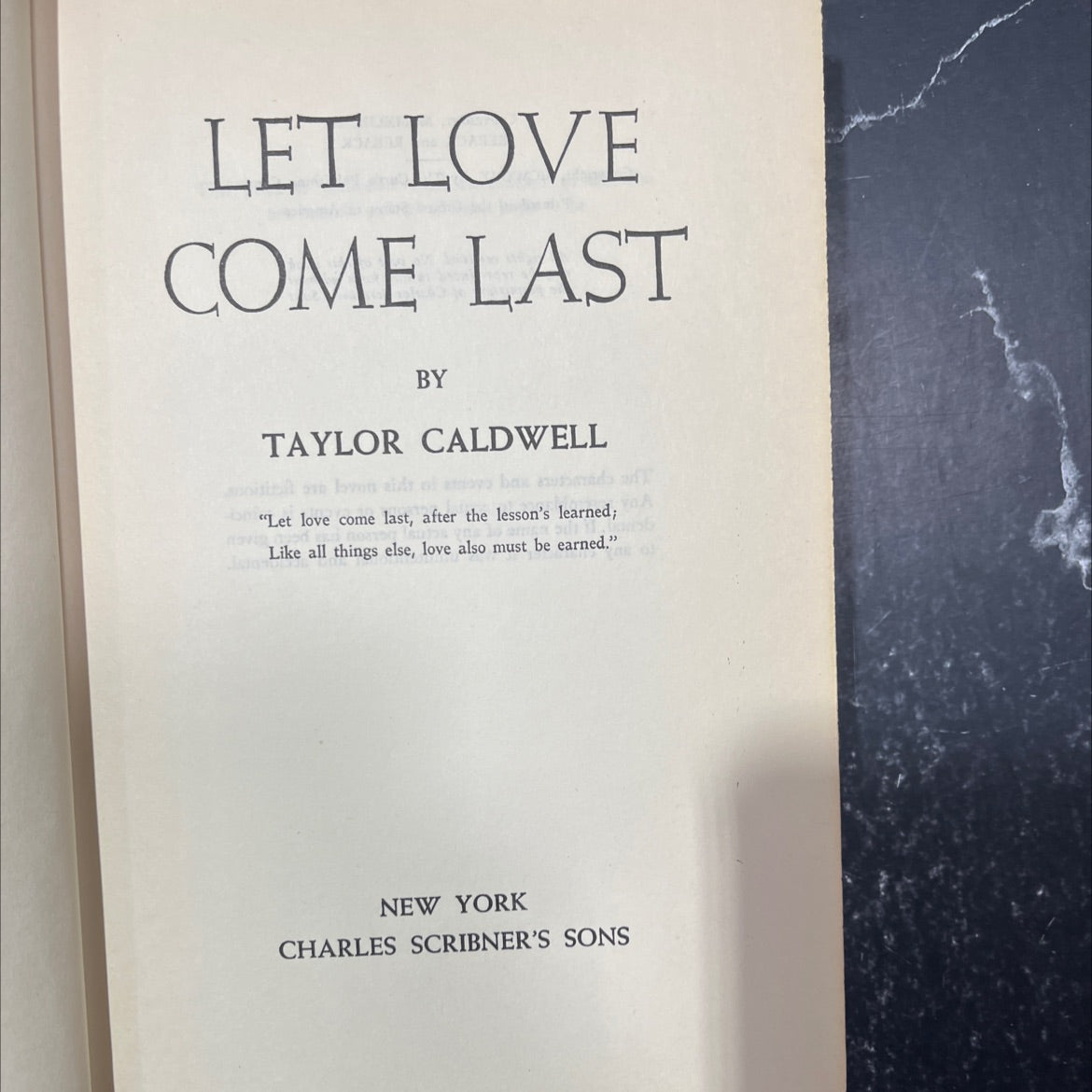 let love come last book, by taylor caldwell, 1949 Hardcover image 2
