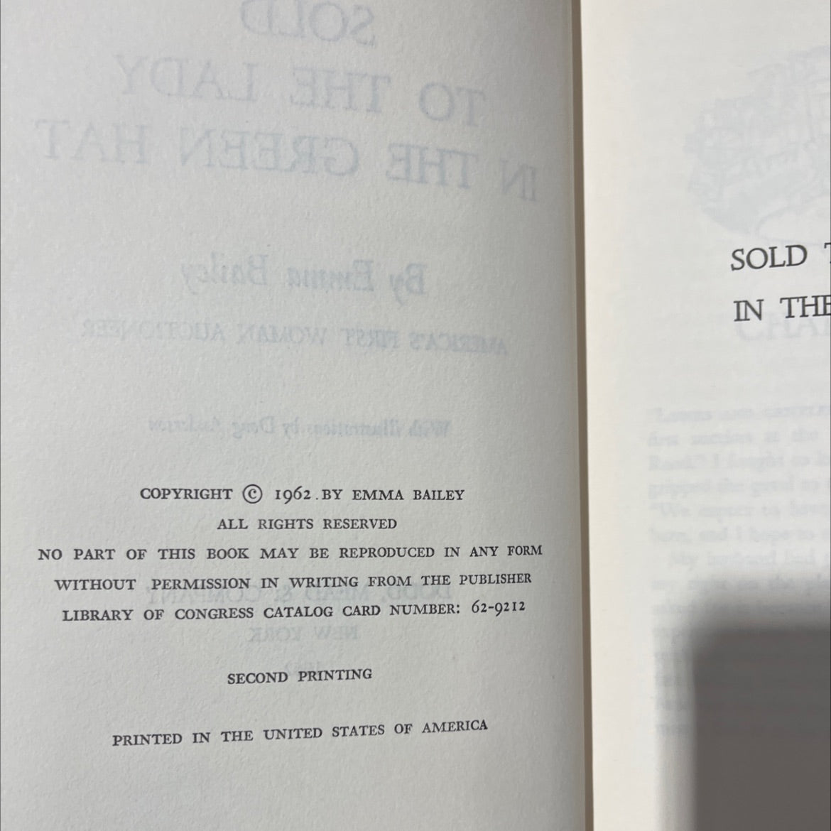 lide ti sold to the lady in the green hat sold to the lady book, by Emma Bailey, 1962 Hardcover image 3