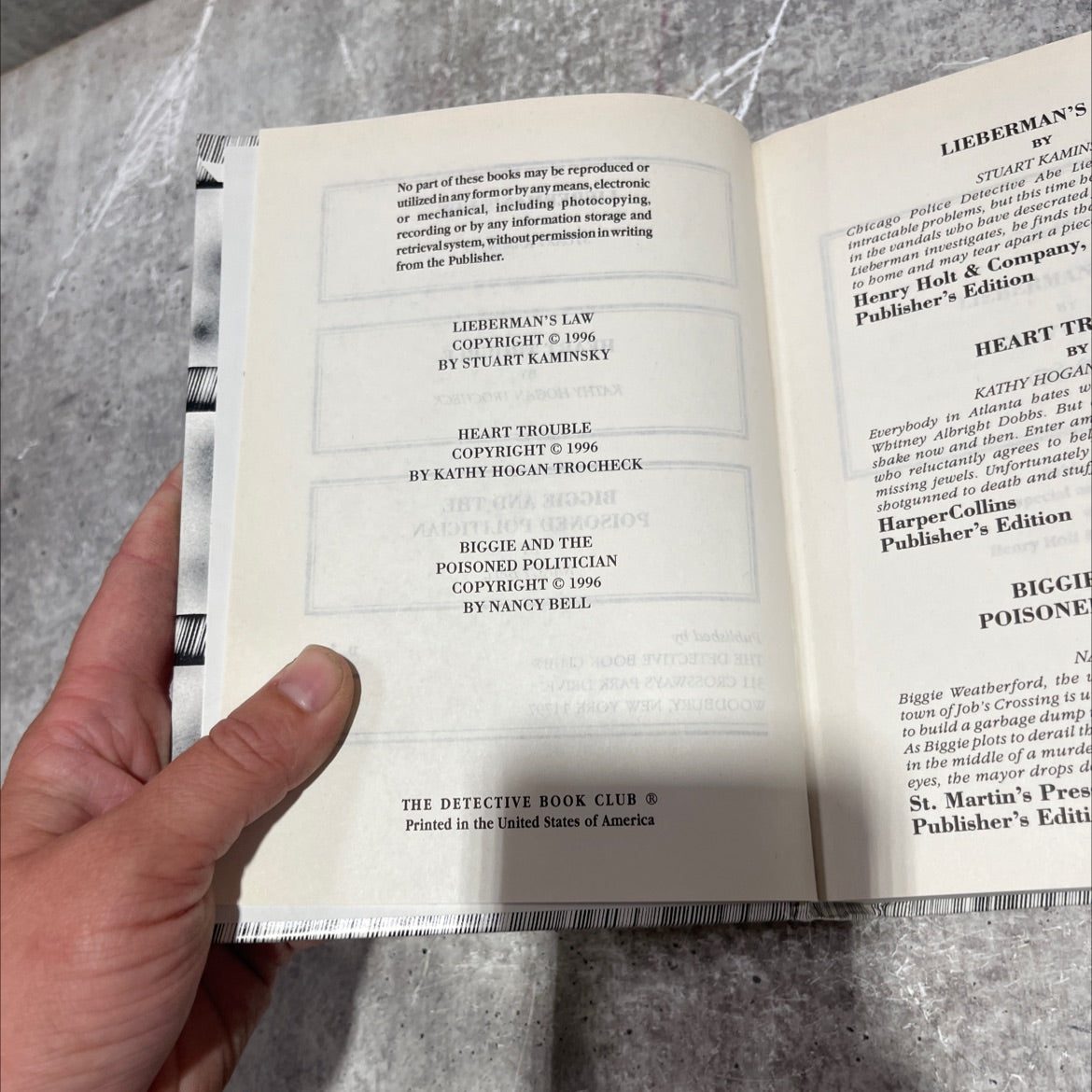 lieberman's law book, by stuart kaminsky, 1996 Hardcover image 3