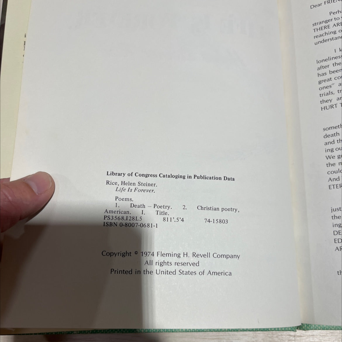life is forever book, by Helen Steiner Rice, 1974 Hardcover image 3
