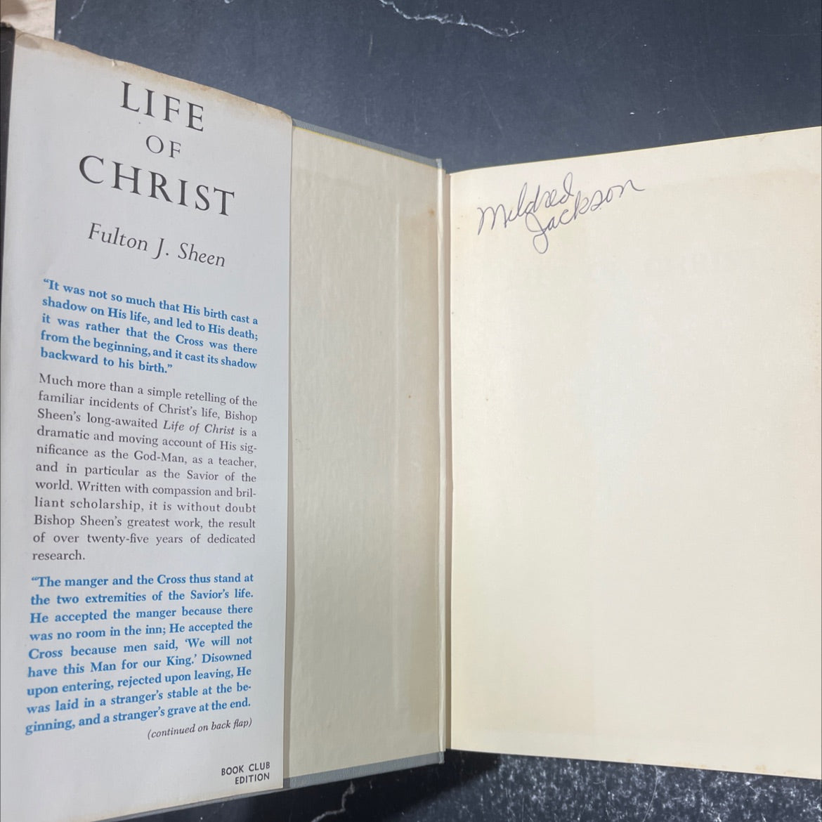 life of christ book, by Fulton J. Sheen, 1958 Hardcover image 4