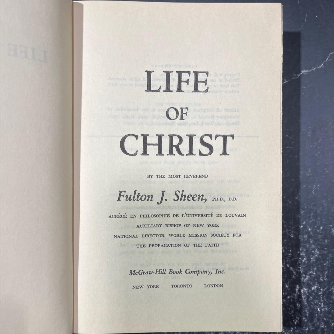 life of christ book, by Fulton J. Sheen, 1958 Hardcover image 2