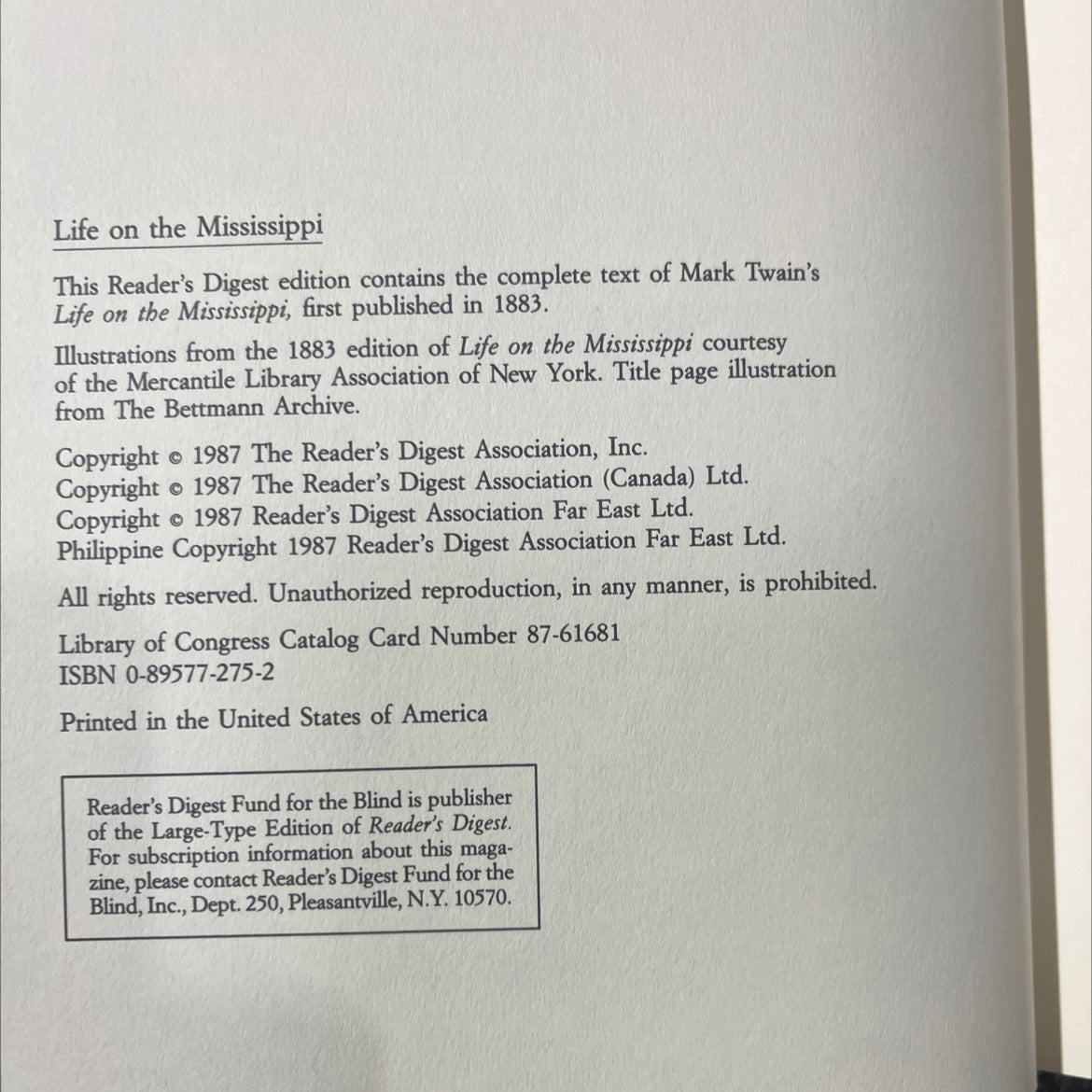 life on the mississippi book, by Mark Twain, 1987 Hardcover image 3