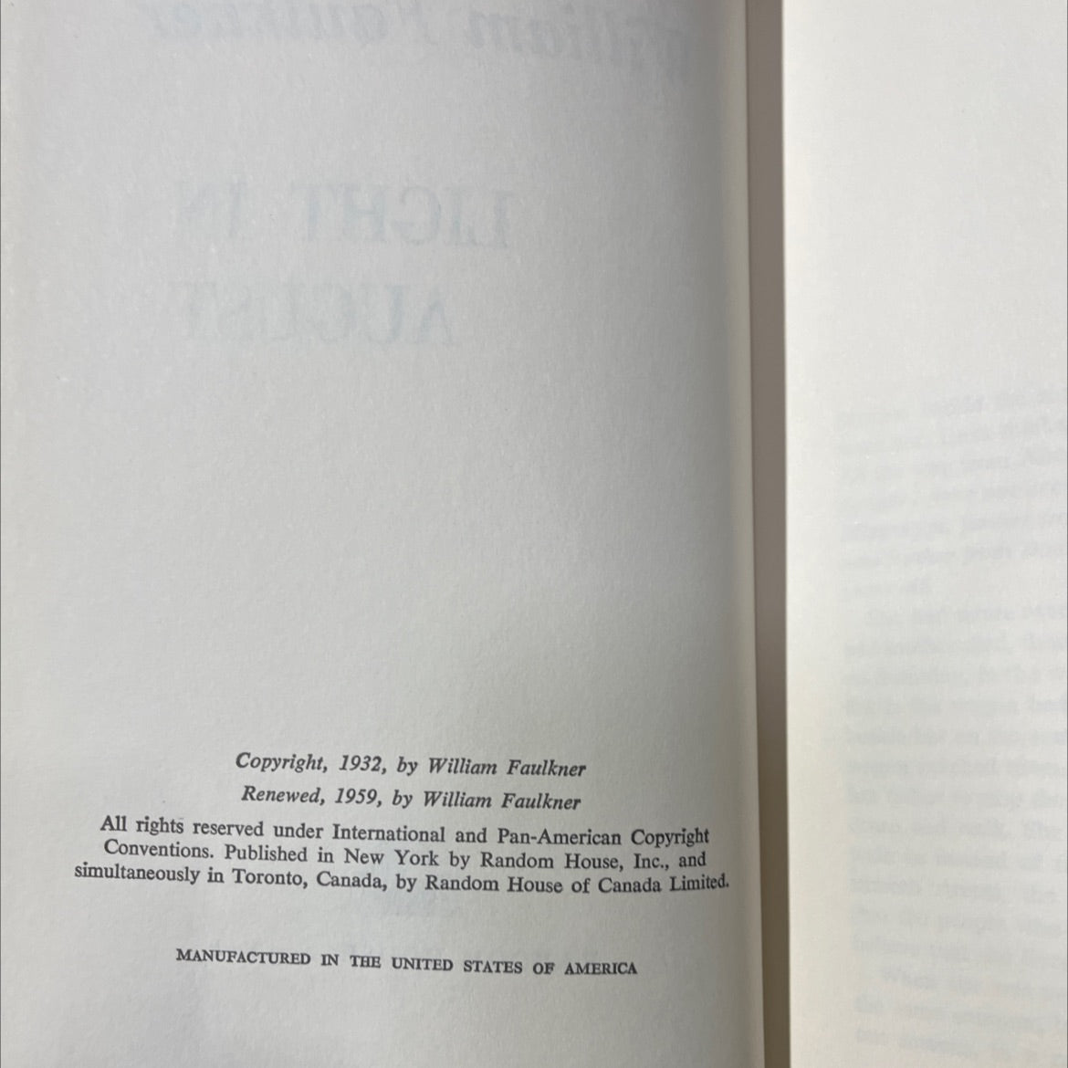light in august book, by William Faulkner, 1959 Hardcover image 3