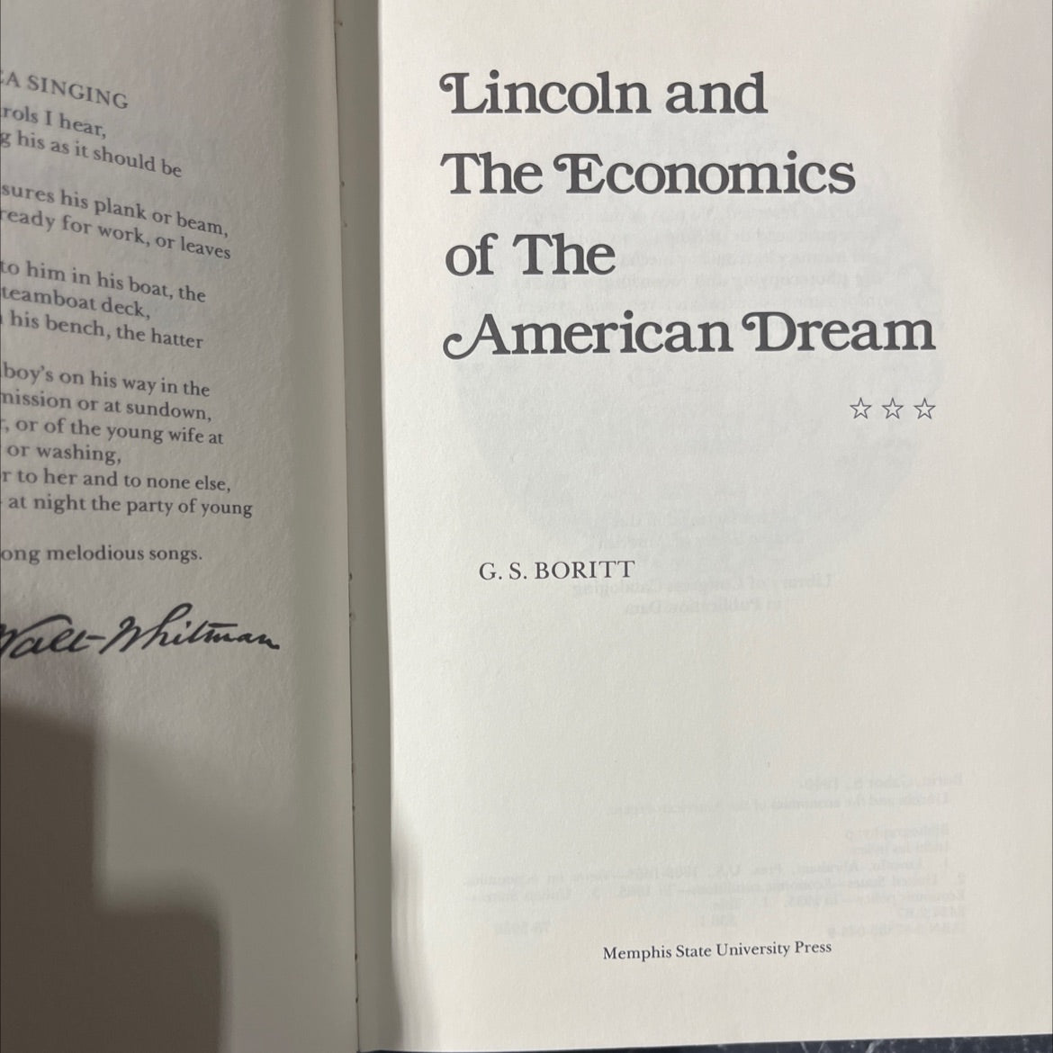 lincoln and the economics of the american dream book, by gabor s. boritt, 1978 Hardcover image 2