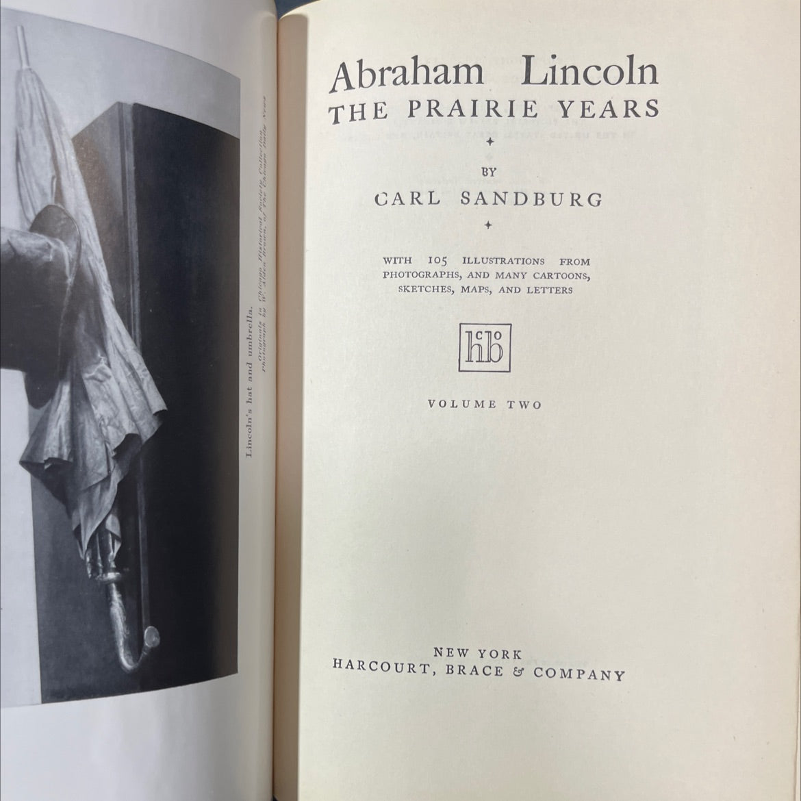 lincoln's hat and umbrella book, by abraham lincoln, 1926 Hardcover image 2