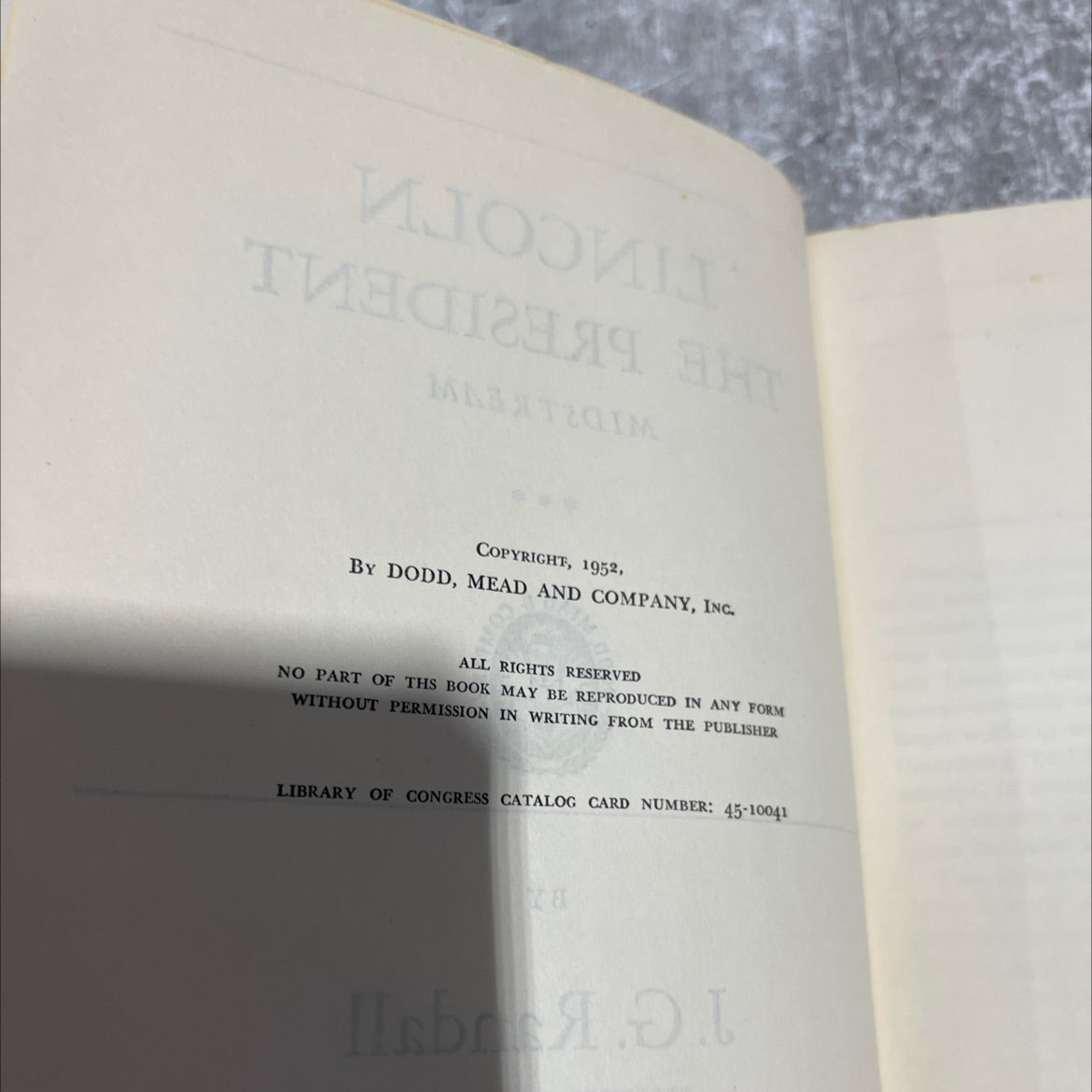lincoln the president midstream book, by j. g. randall, 1953 Hardcover image 3