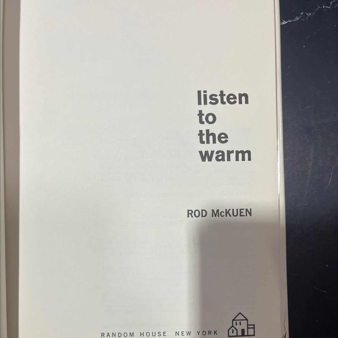 listen to the warm book, by rod mckuen, 1967 Hardcover image 2