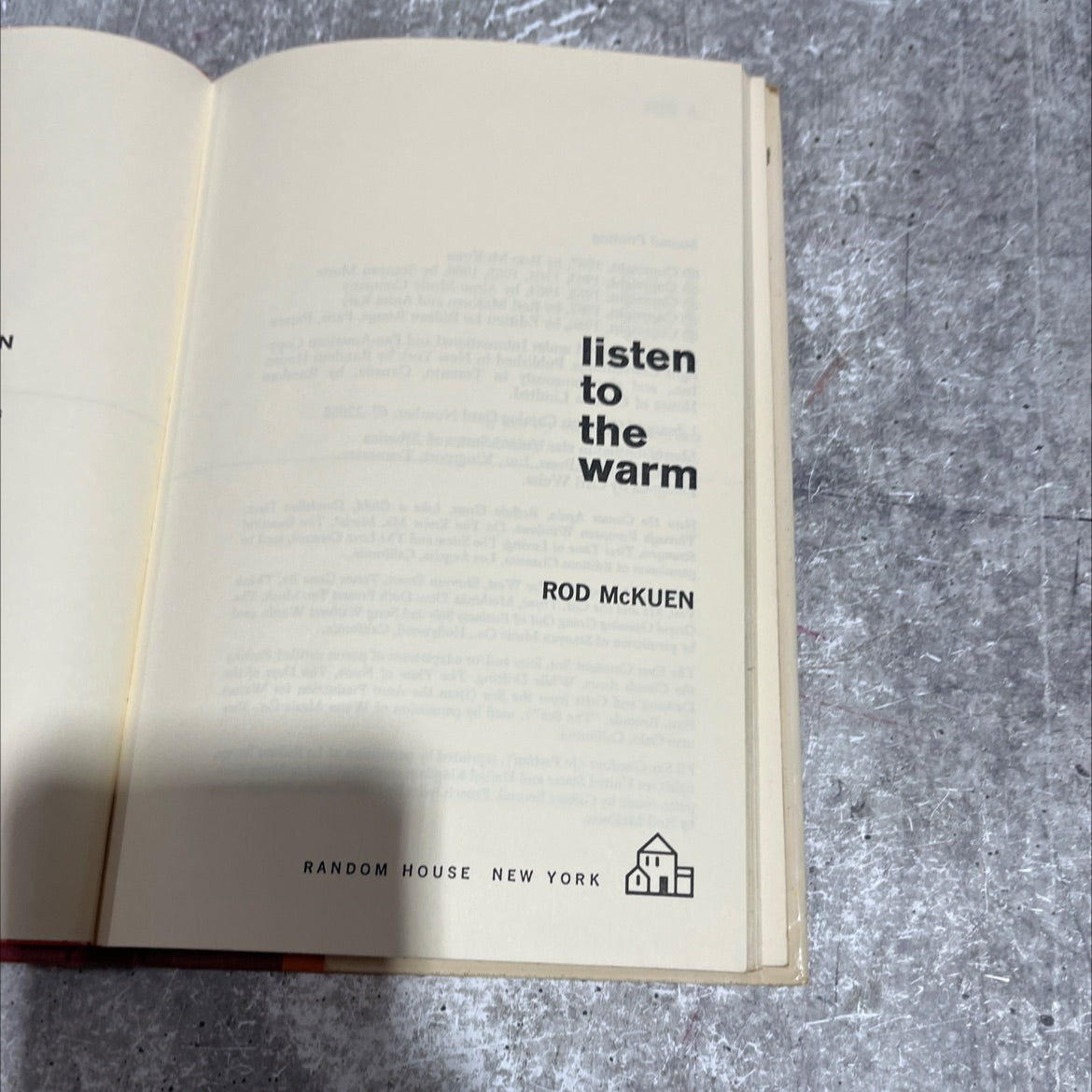 listen to the warm book, by rod mckuen, 1967 Hardcover image 2