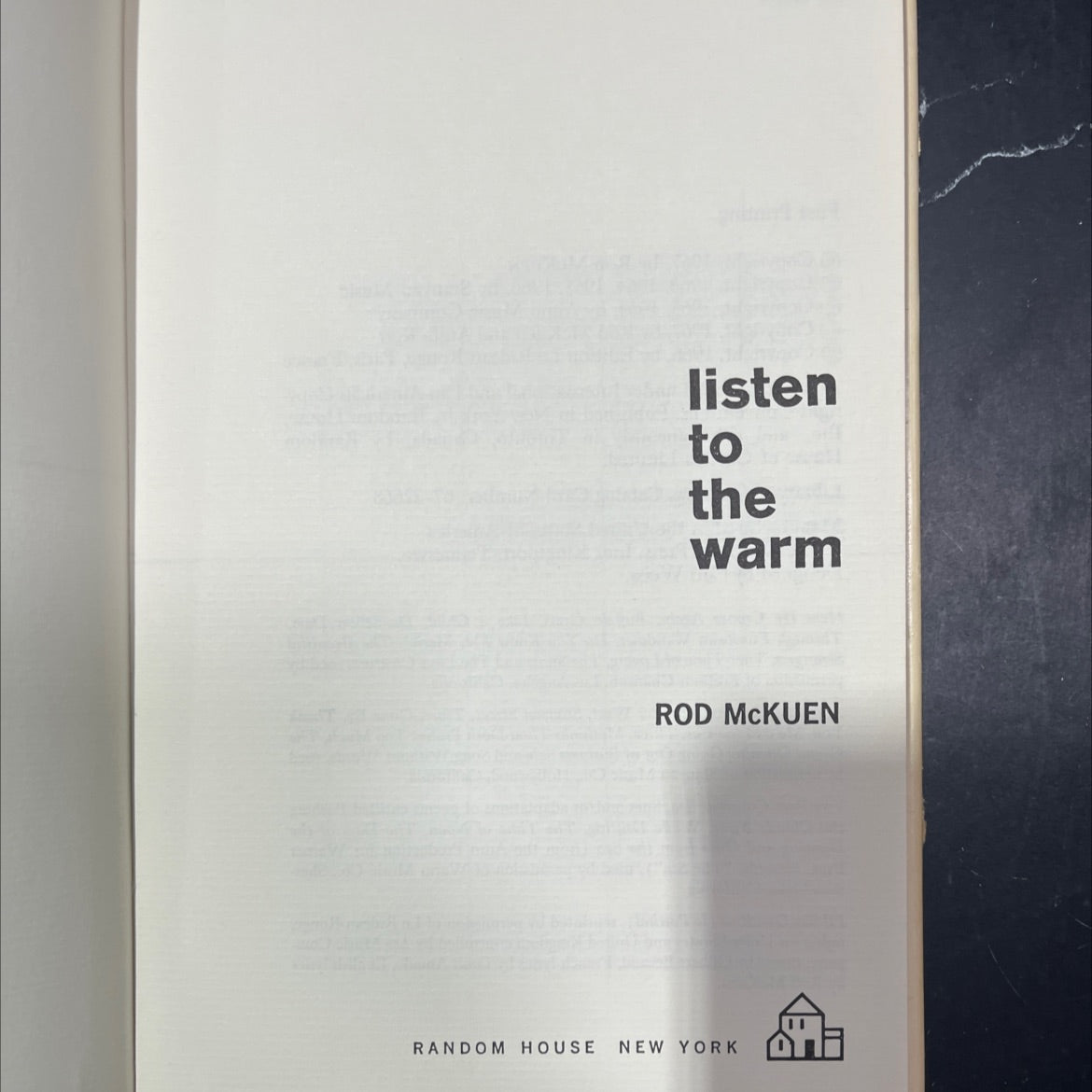 listen to the warm book, by rod mckuen, 1967 Hardcover image 2