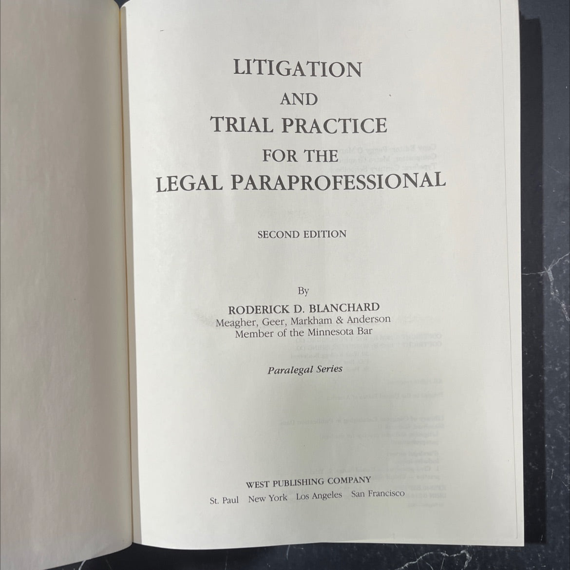 litigation and trial practice for the legal paraprofessional book, by roderick d. blanchard, 1982 Hardcover image 2