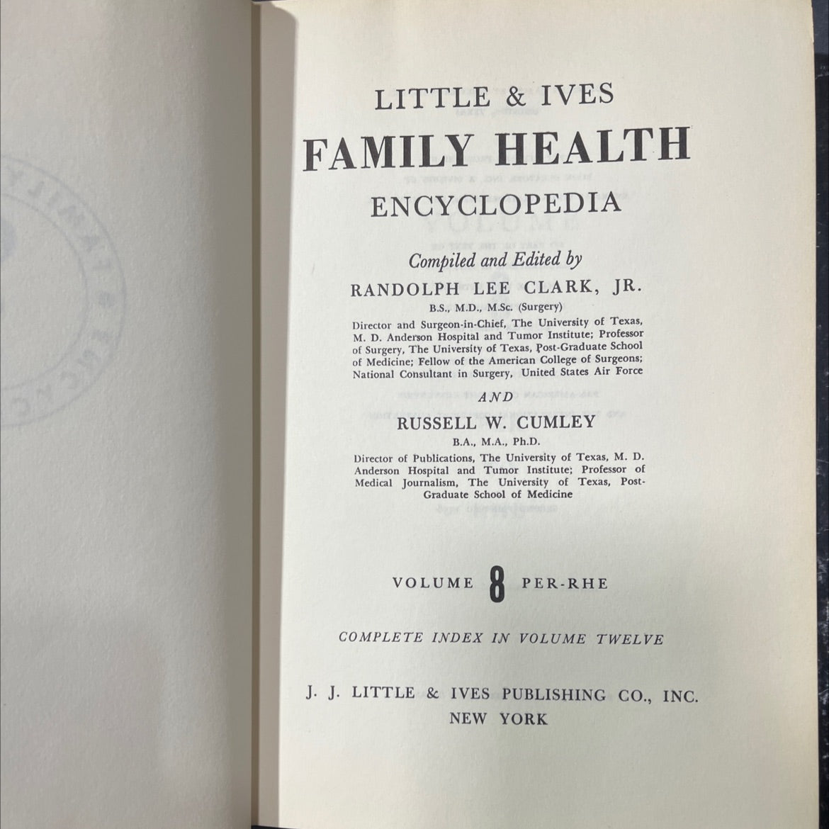 little & ives family health encyclopedia book, by randolph lee clark, jr., russell w. cumley, 1956 Hardcover image 2