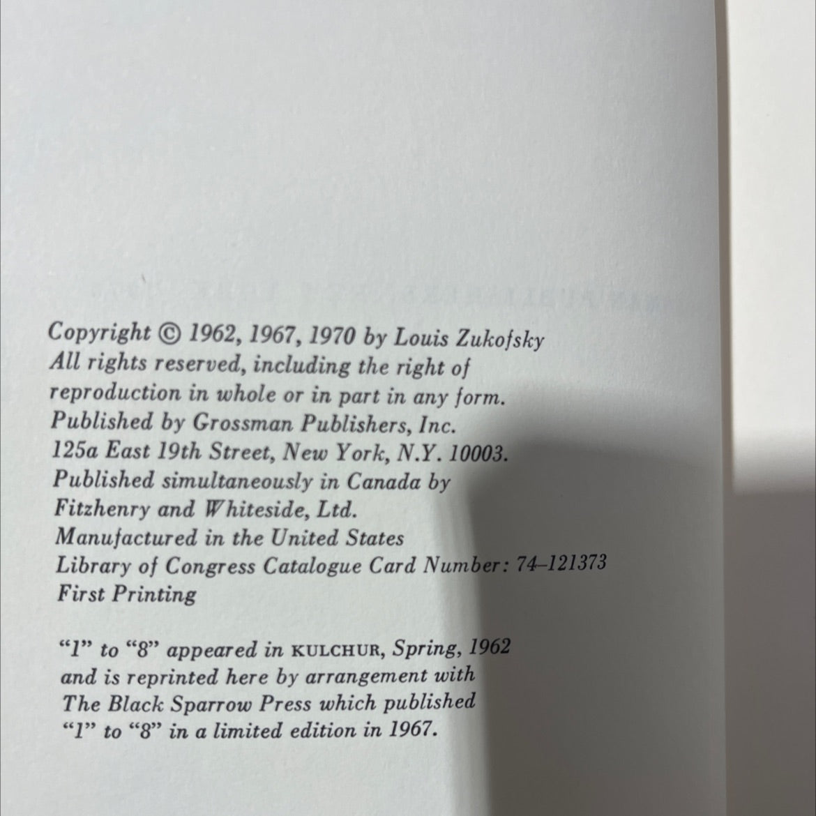 little for careenagers book, by louis zukofsky, 1970 Hardcover image 3