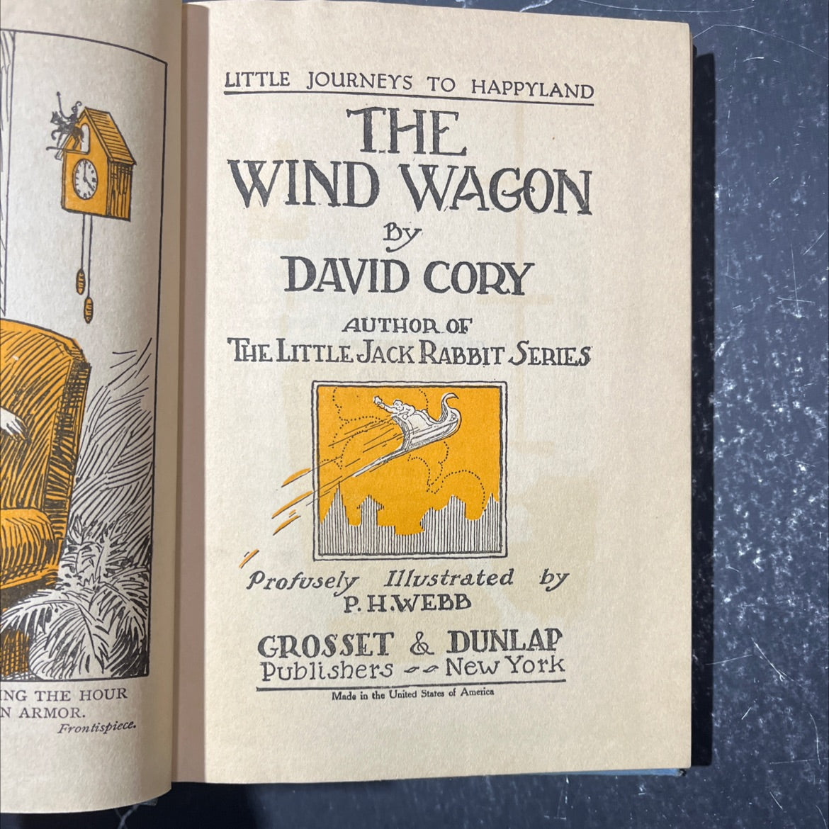 little journeys to happyland the wind wagon book, by david cory, 1923 Hardcover image 2