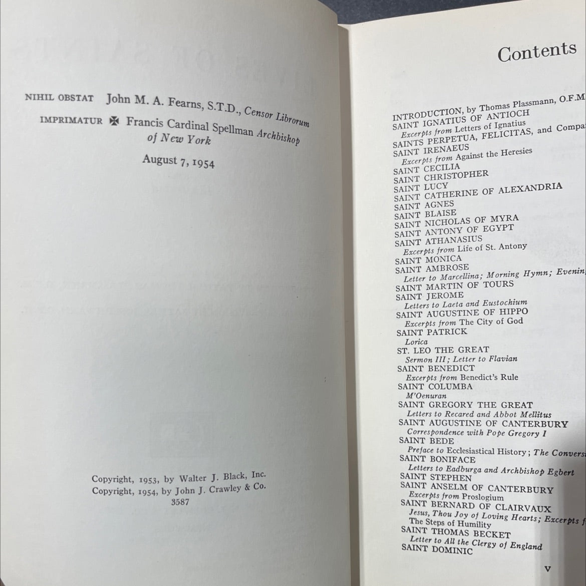 lives of saints with excerpts from their writings selected and illustrated book, by Thomas Plassmann, O.F.M., 1954 image 3