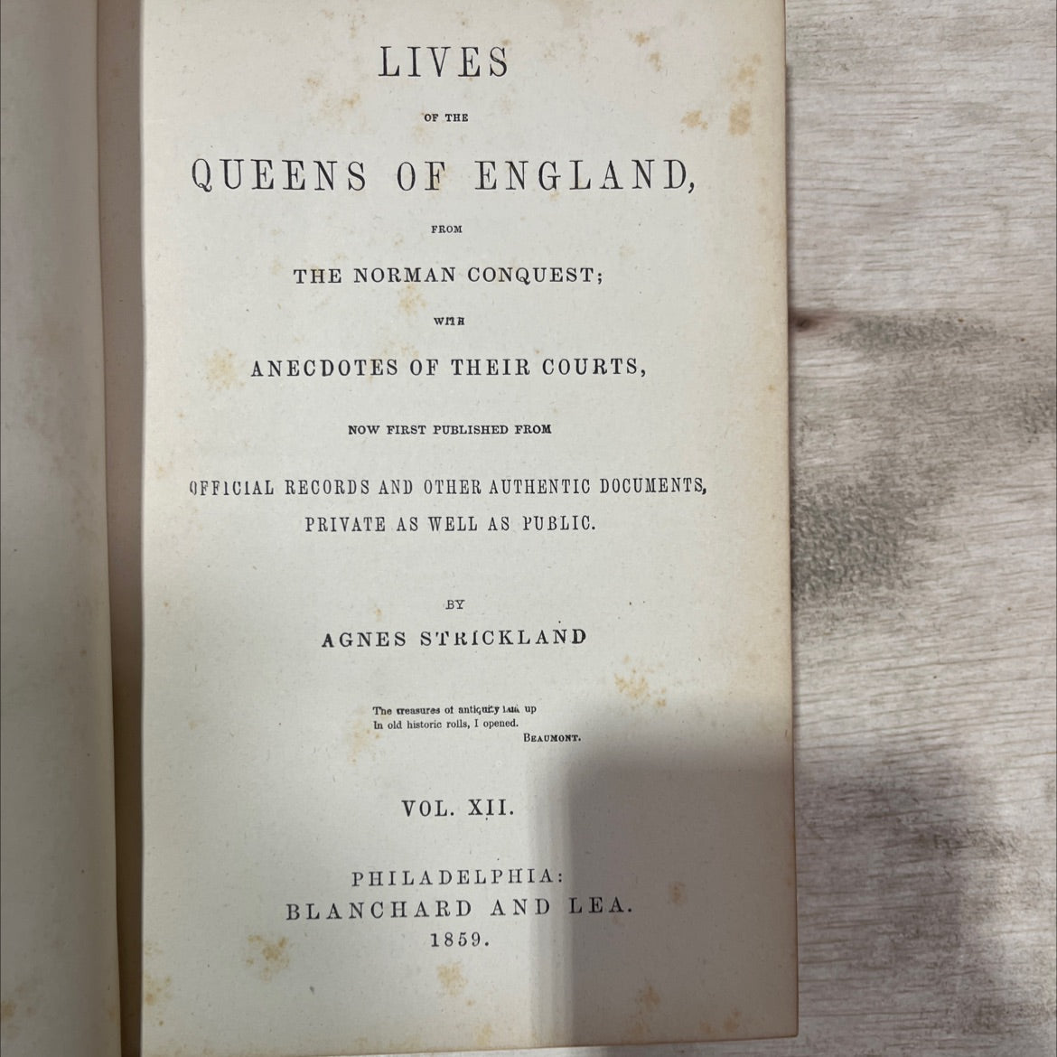 lives of the queens of england book, by agnes strickland, 1859 Hardcover, Antique image 3