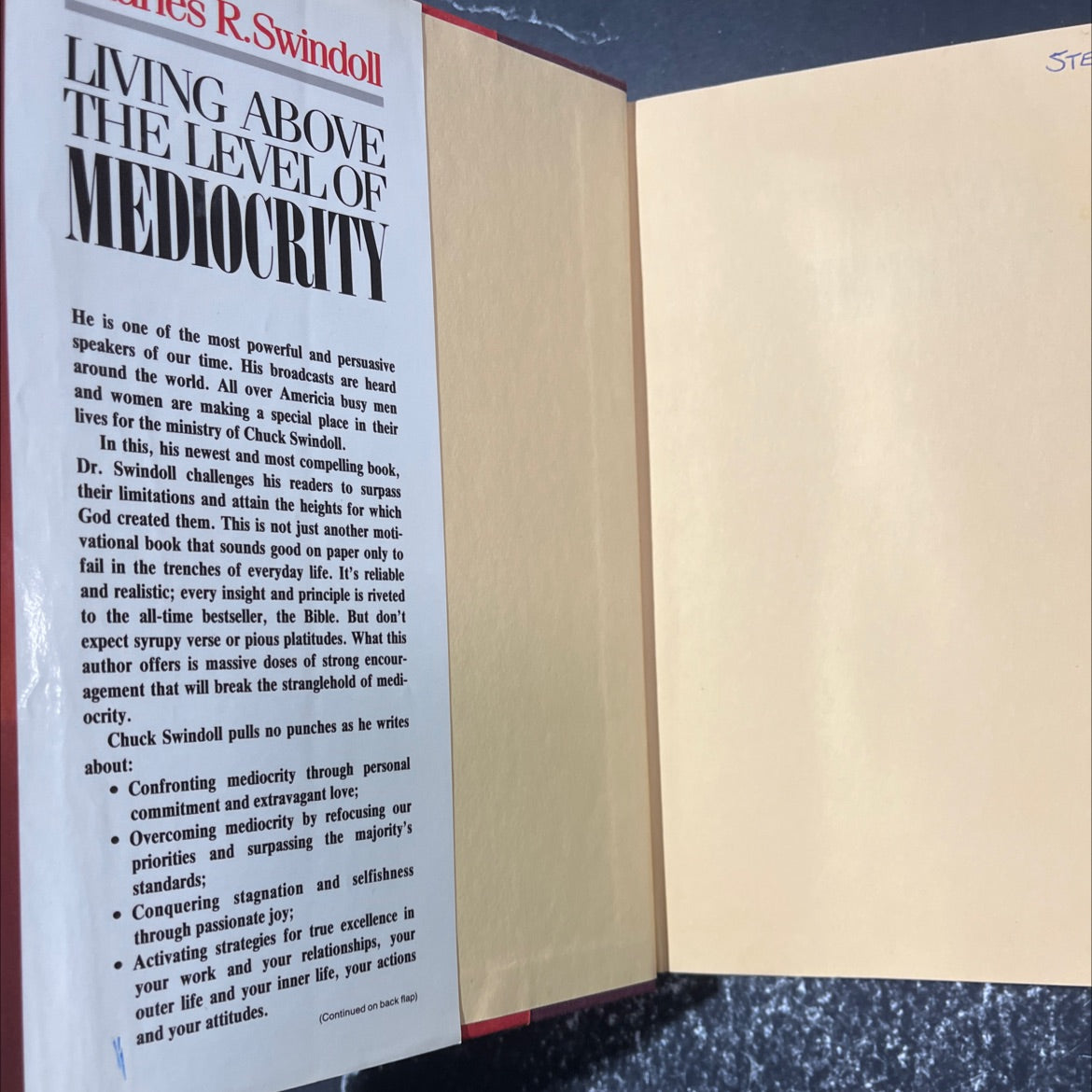 living above the level of mediocrity: a commitment to excellence book, by Charles R. Swindoll, 1987 Hardcover image 4