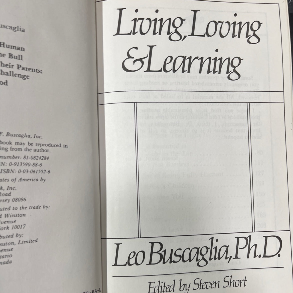 living loving & learning book, by leo buscaglia, 1982 Hardcover image 2