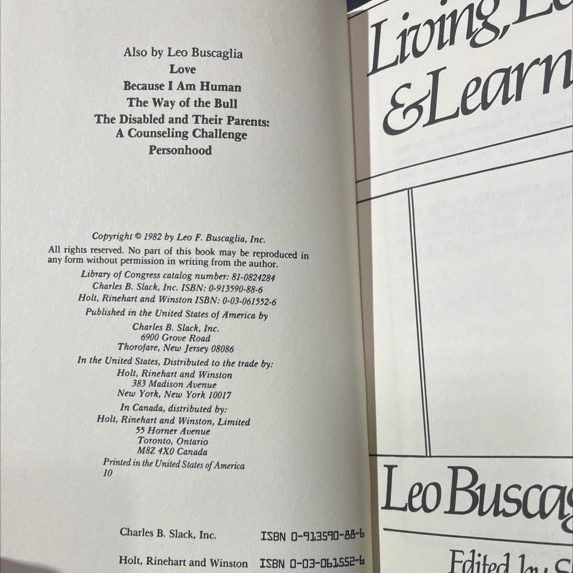 living loving and learning book, by Leo Buscaglia, 1982 Hardcover image 3