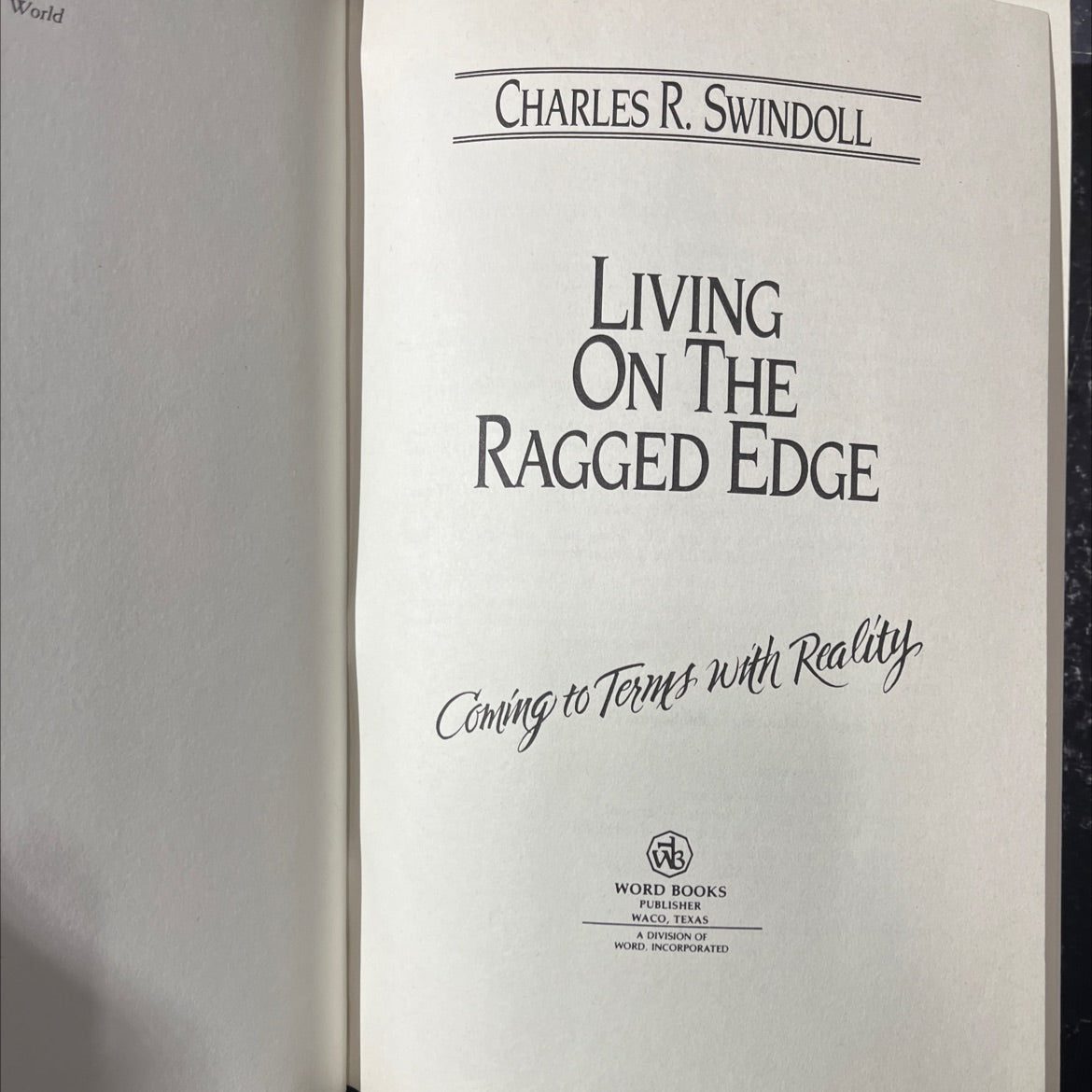 living on the ragged edge: coming to terms with reality book, by charles r. swindoll, 1985 Hardcover image 2