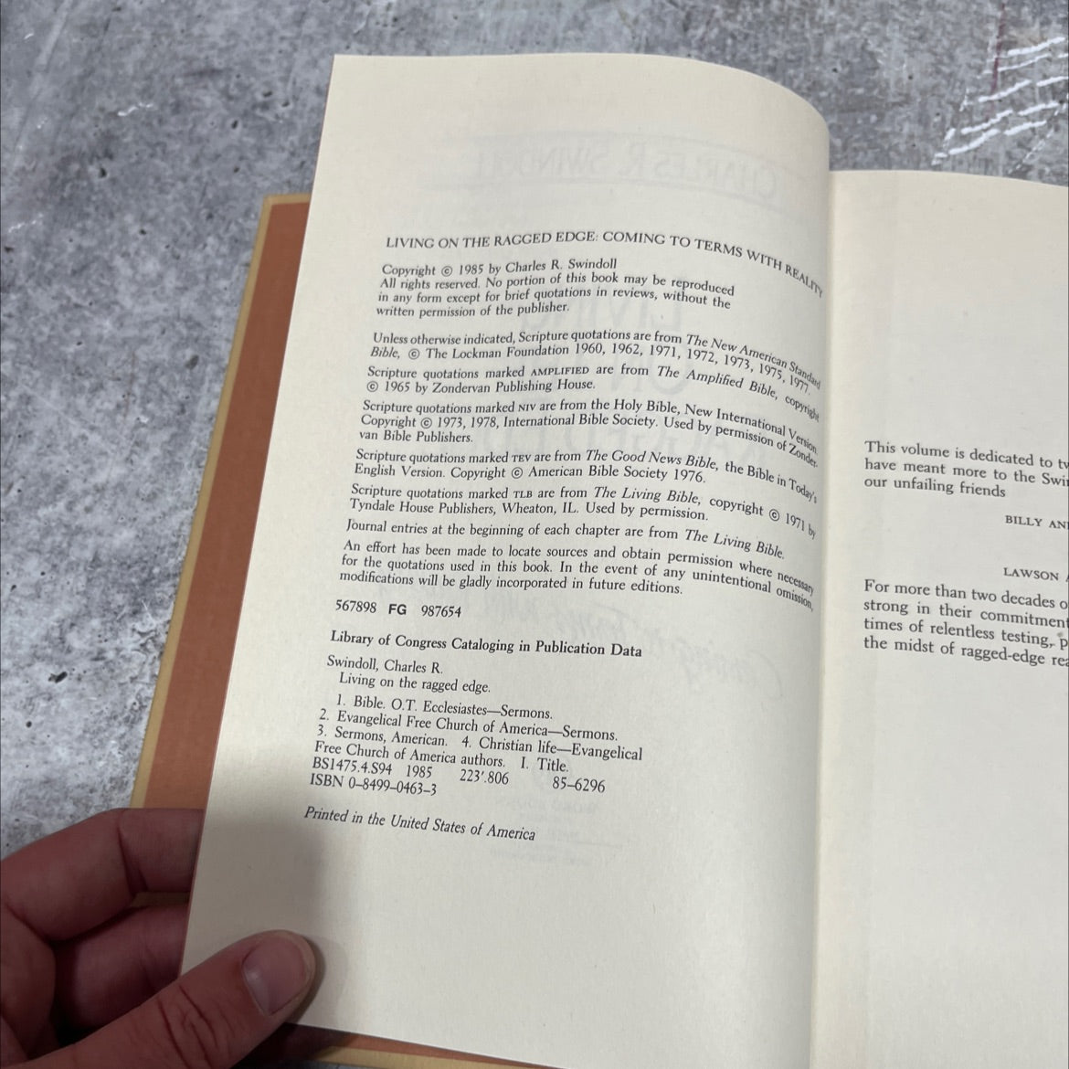 living on the ragged edge: coming to terms with reality book, by charles r. swindoll, 1985 Hardcover image 3