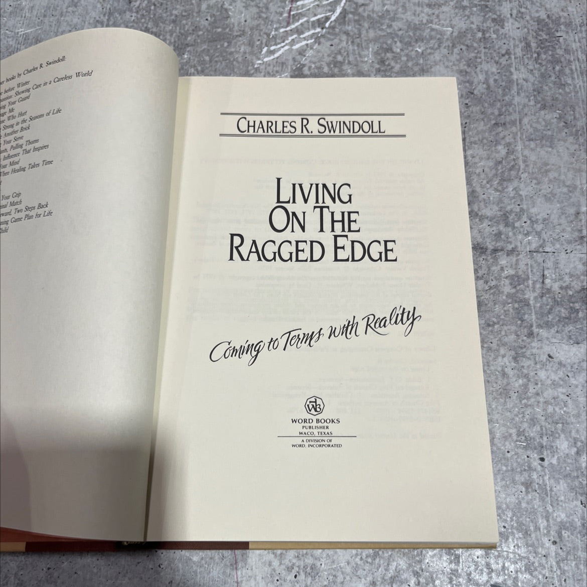 living on the ragged edge: coming to terms with reality book, by charles r. swindoll, 1985 Hardcover image 2